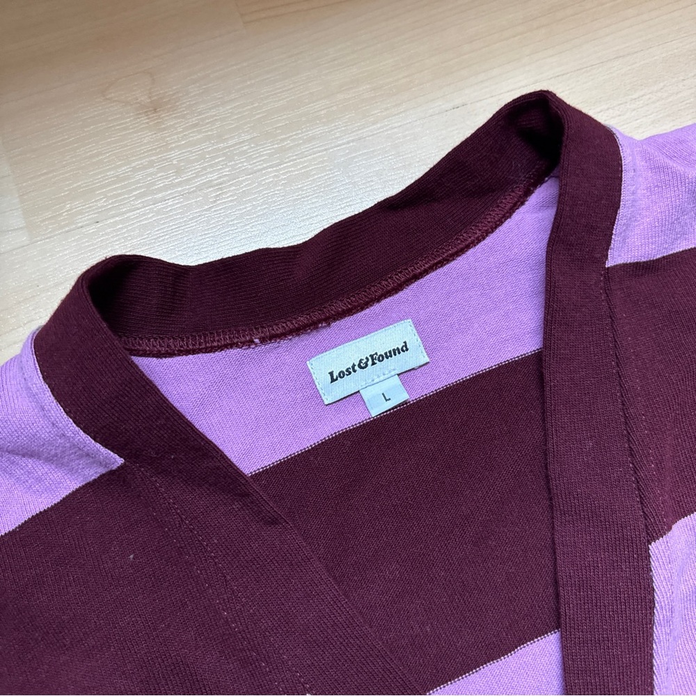 Striped Burgundy/Pink Cardigan - Picture 2 of 3